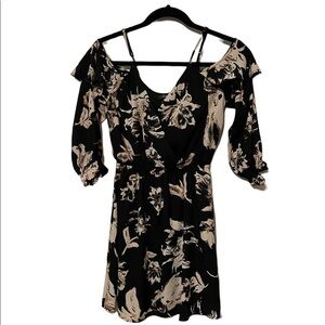 Aqua Cold Shoulder 3/4 Length Sleeve Floral Dress Size XS